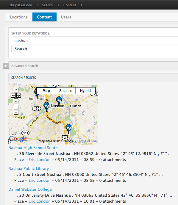 GMap search results