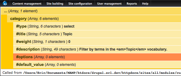 Using krumo to see empty form element