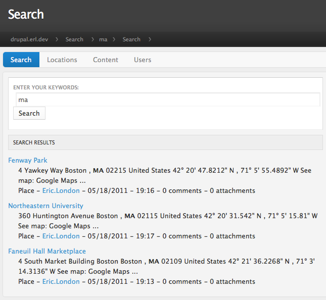 Drupal Solr GeoSpatial Results